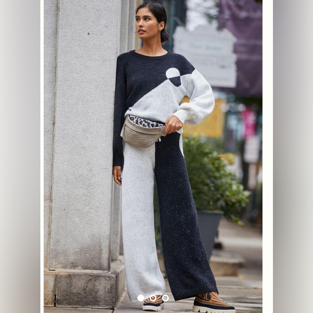 DAILY PRACTICE BY ANTHROPOLOGY COLOR BLOCKED SWEATER LOUNGE SET THICK UNIQUE